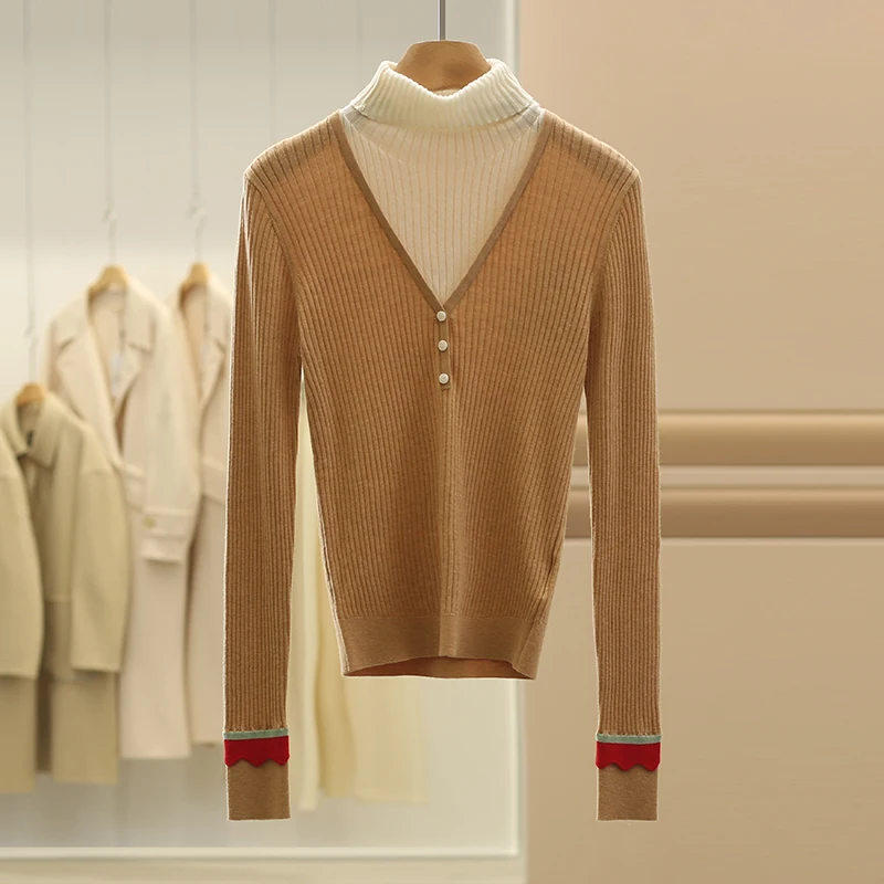 Цена по счетчику 559 [Qian] Искусственный вязаный свитер из двух предметов с