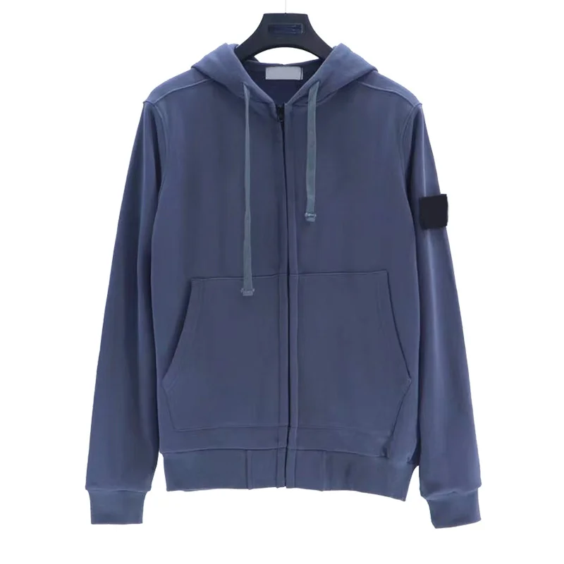 

Fashion 2023 Spring Autumn Solid Color Men Women Casual Stone Hoodie With Sleeve Label Zipper Cardigan Sweatshirts Dropshipping