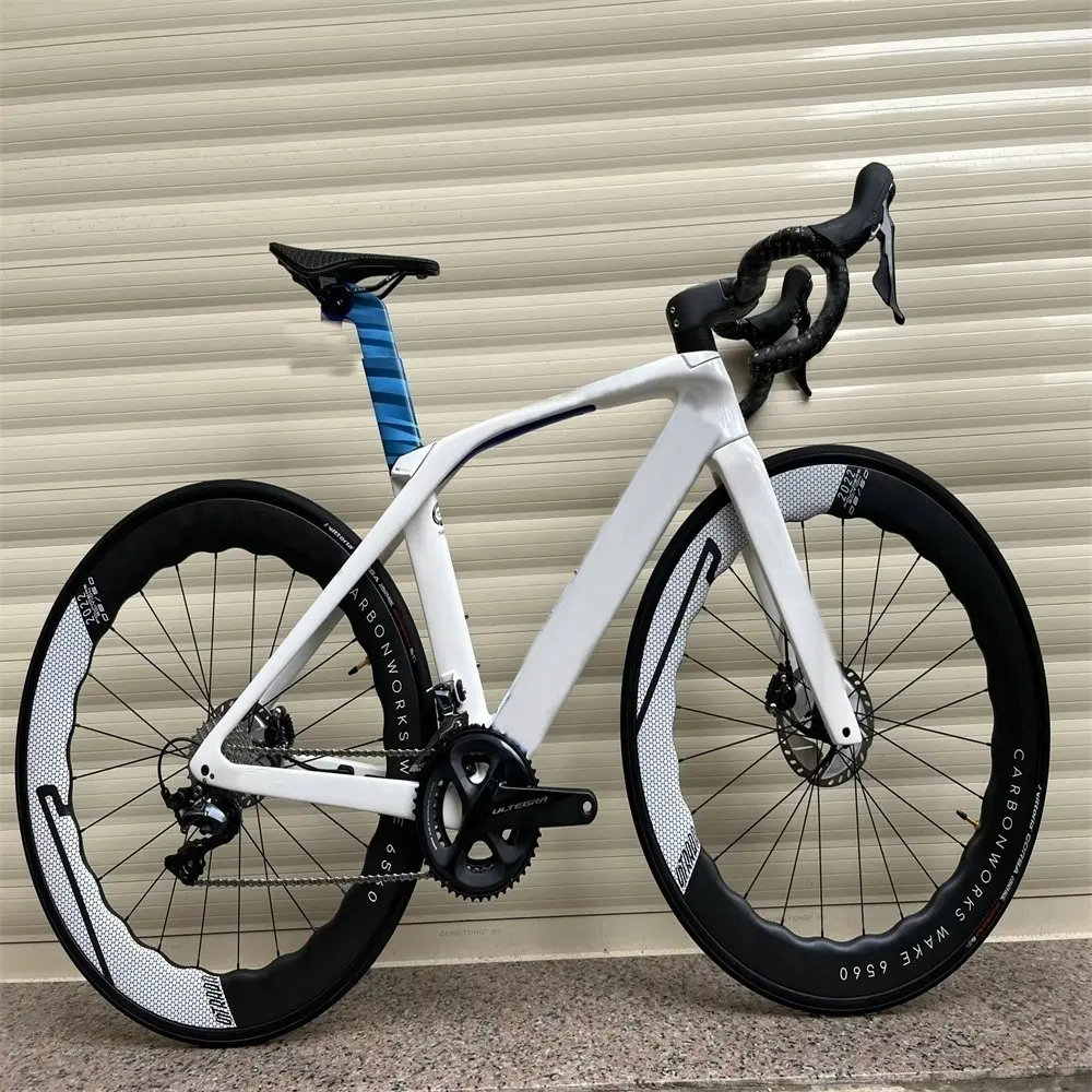 

T1000 SLR Projectone Carbon Road Complete Bike White Blue with R7020 Groupset 65mm 6560 Wheelset