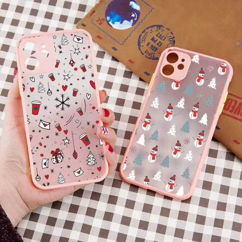 

Merry Christmas deer New Year gifts Phone Case matte transparent For iphone 7 8 11 12 13 plus mini x xs xr pro max cover