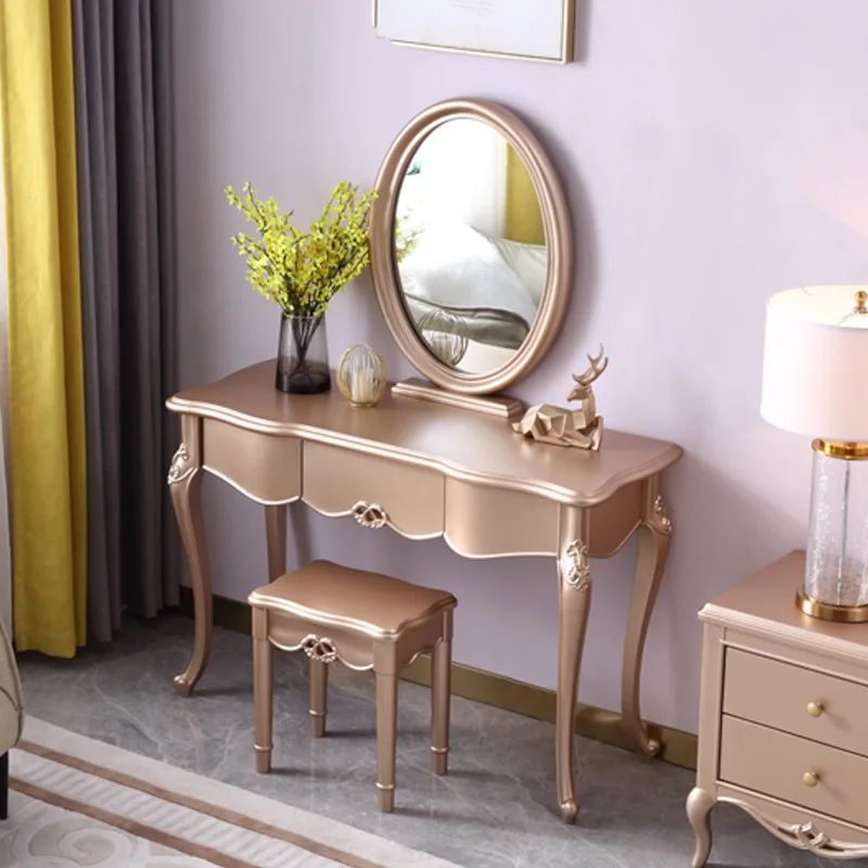 

American Light Luxury Solid Wood Dressing Table Small Family Master Bedroom Dressing Table Network Red European Modern Simple