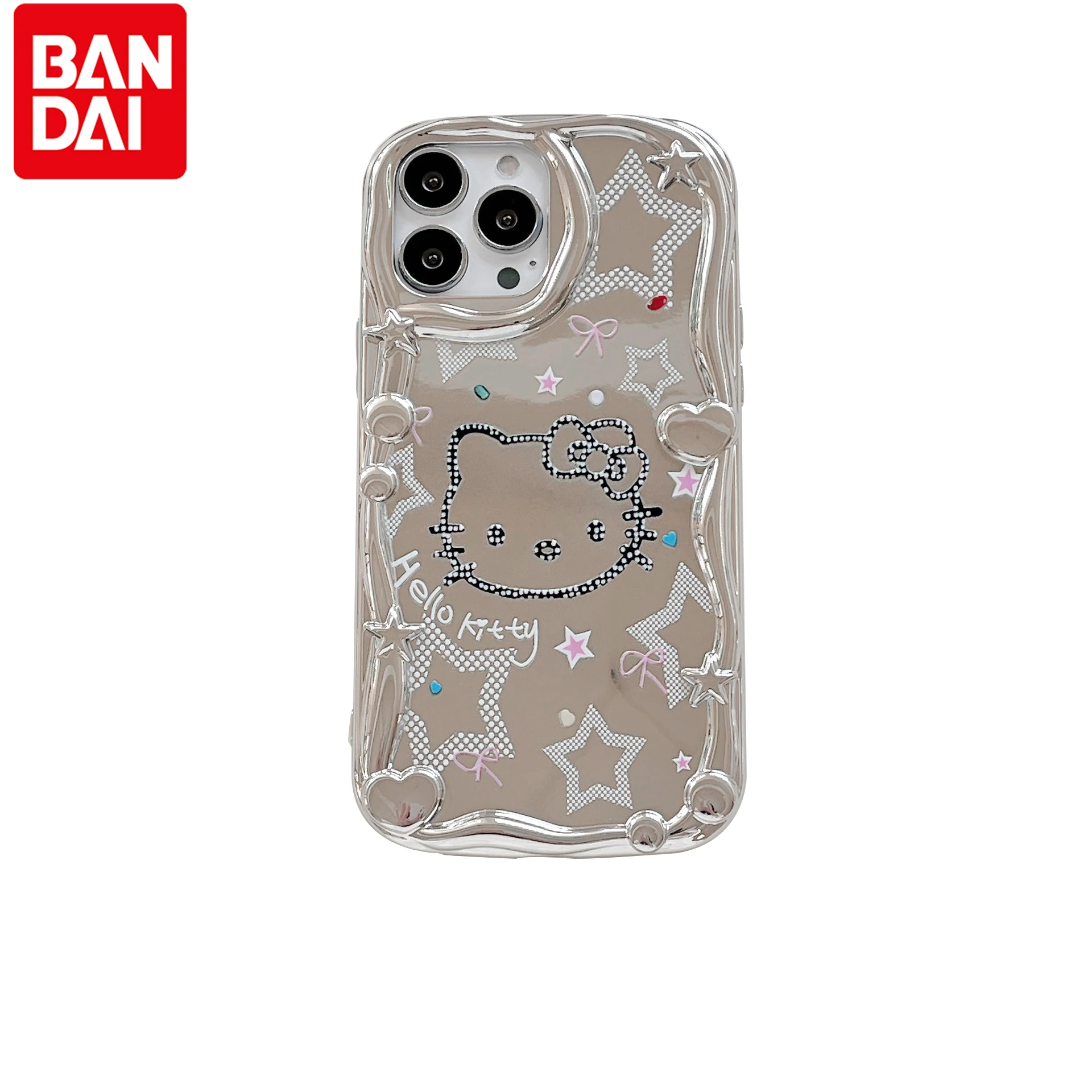 

Модный Гальванизированный серебристый чехол для телефона Hellokitty с пентаграммой для iPhone 14 13 12 11 Pro Max XR X XS 6S 7 8 Plus чехол с полной камерой