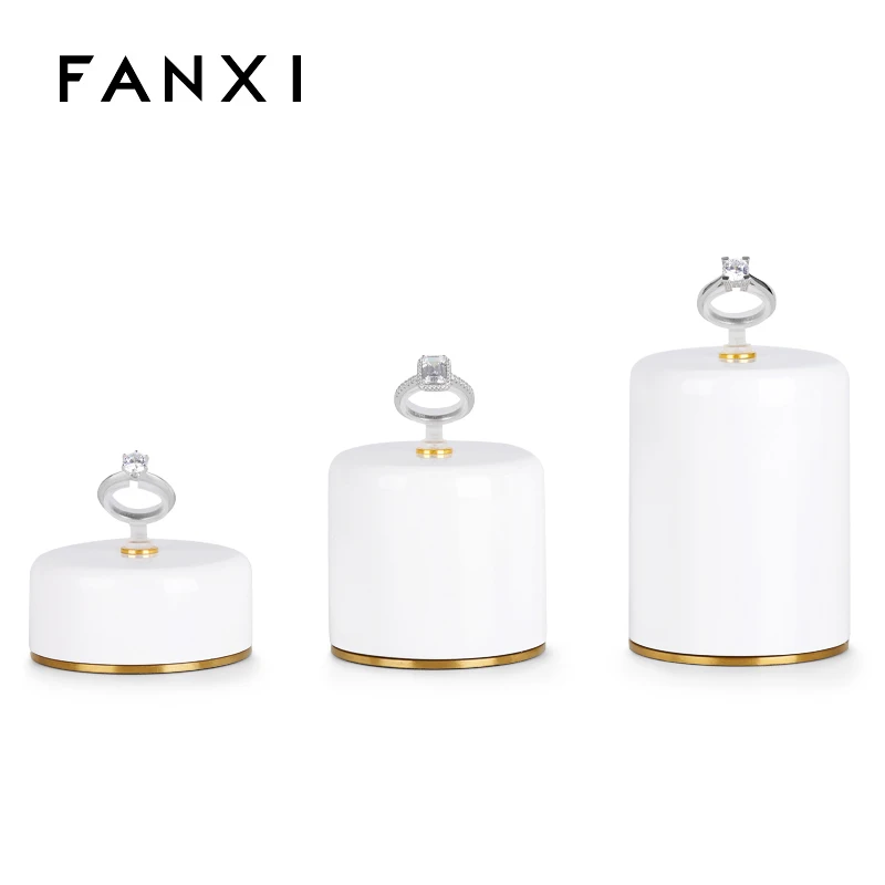 Jewelry Display Stand Ring Display Stand Cylindrical Metal Ring Ring Ring Counter Display Base White