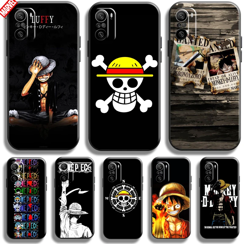 

One Piece Luffy Logo For Xiaomi Redmi K40 K40 Pro K40 Gaming Phone Case Coque Back Carcasa Black Silicone Cover Liquid Silicon