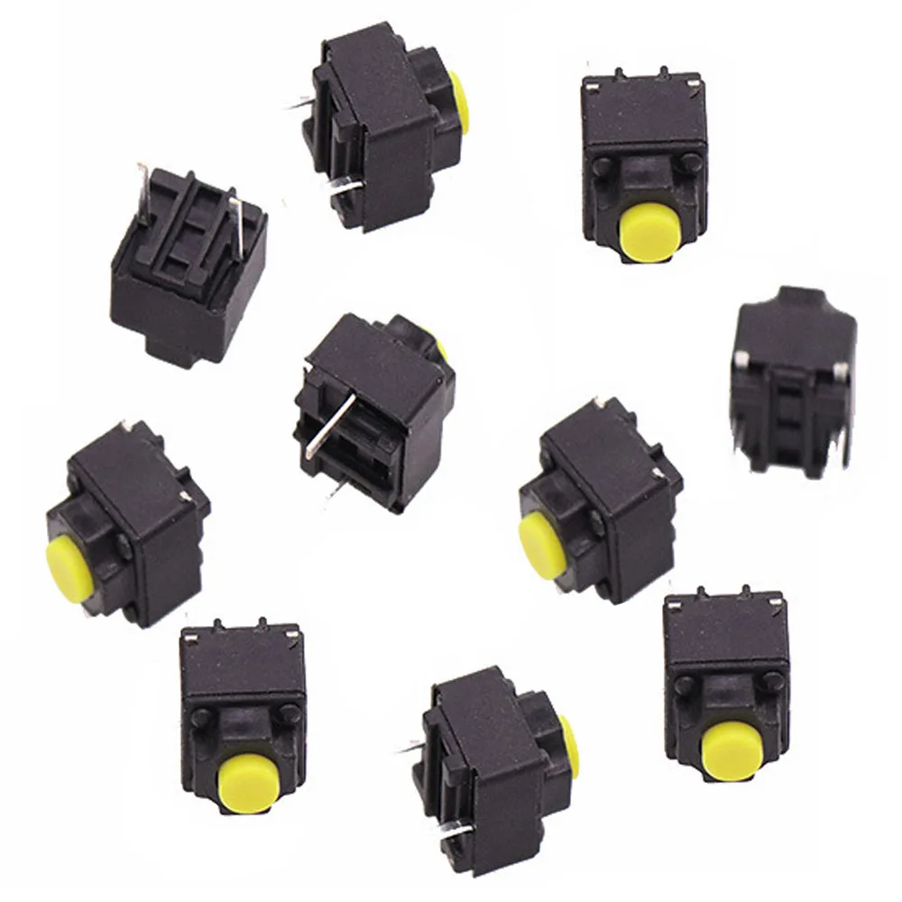 

10PCS DC12V 50MA Mute Button 6*6*7.3mm Silent Switch Wired Mouse Wireless Mouse Button Micro Switch Yellow Push Button Switch