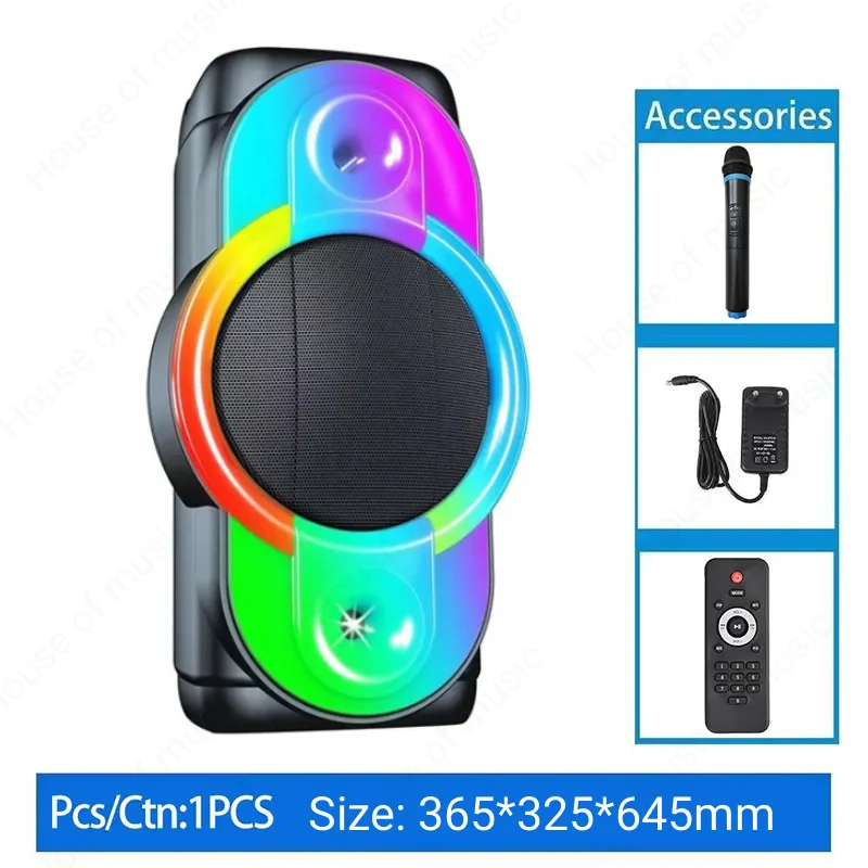

12 Inch Outdoor Amplifier Portable Wireless Bluetooth Speaker BT/TF/FM/USB/AUX/TWS With Mic RGB Flashing Light Subwoofer Speaker