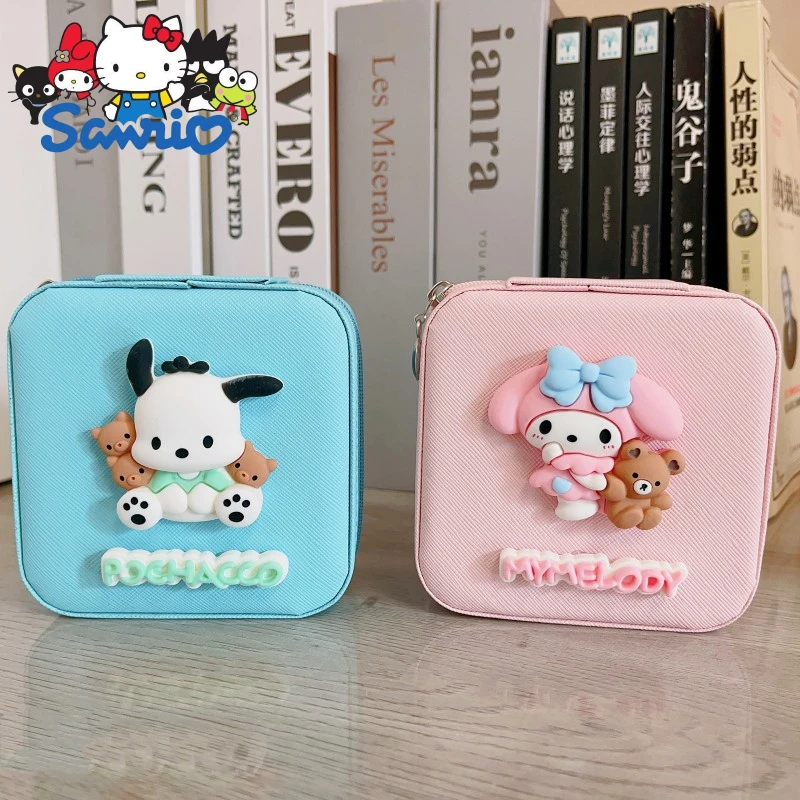 

Шкатулка для ювелирных изделий Sanrio Hello Kitty Kuromi Mymelody Cinnamoroll помпон пурин Kawaii аниме мультфильм кожаная шкатулка для хранения ювелирных изделий