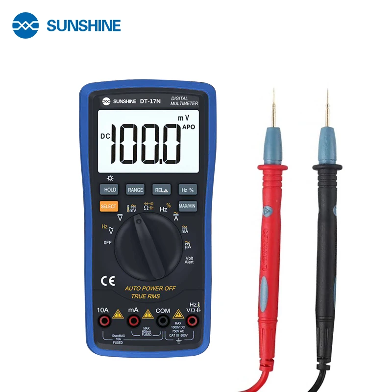 

SUNSHINE DT-17N Auto Range LCD Display Multimeter Digital Multimeter Automatic Digital Instrument Tester for Phone Repair Tools