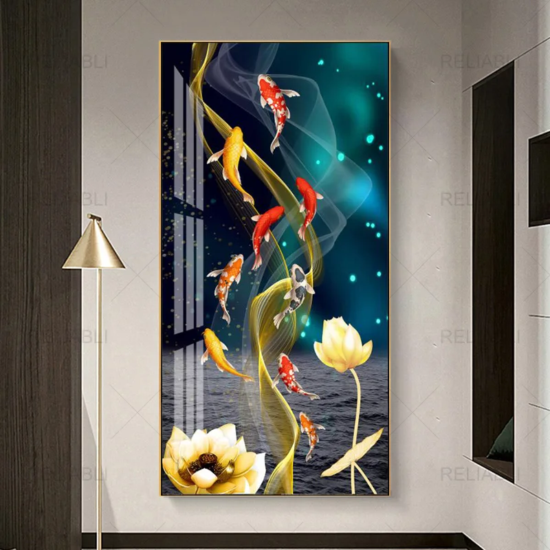 

Картина на холсте RELIABLI ART "Абстрактные золотые лотосы с Koi"