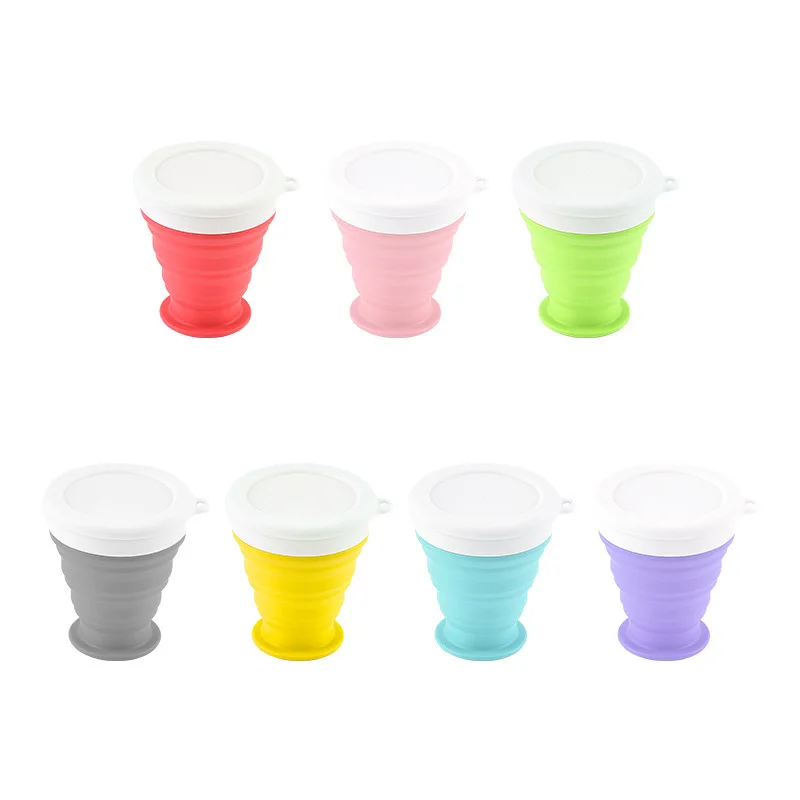 

Portable Silicone Folding Water Cup Outdoor Heat Resistant Foldable Mug with Lid Collapsible Travel Drinking Cups for Camping