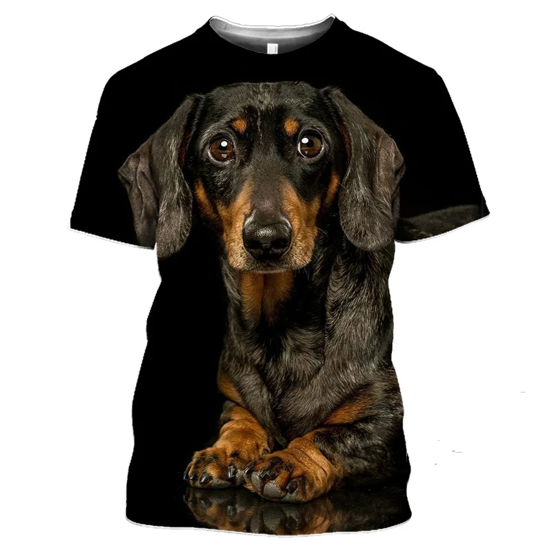 

2023 Dachshund Print T-Shirt 3D Dog Print Short Sleeve Shirt Men Women Plus Size Top Mens