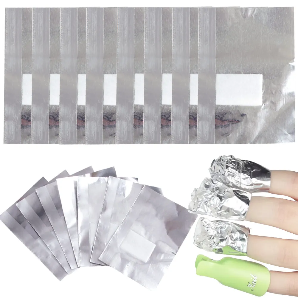 Removedor de papel de aluminio para uñas, envolturas acrílicas, Gel semipermanente, envoltura de eliminación de uñas, almohadilla de algodón, herramienta para uñas, 50/100 piezas