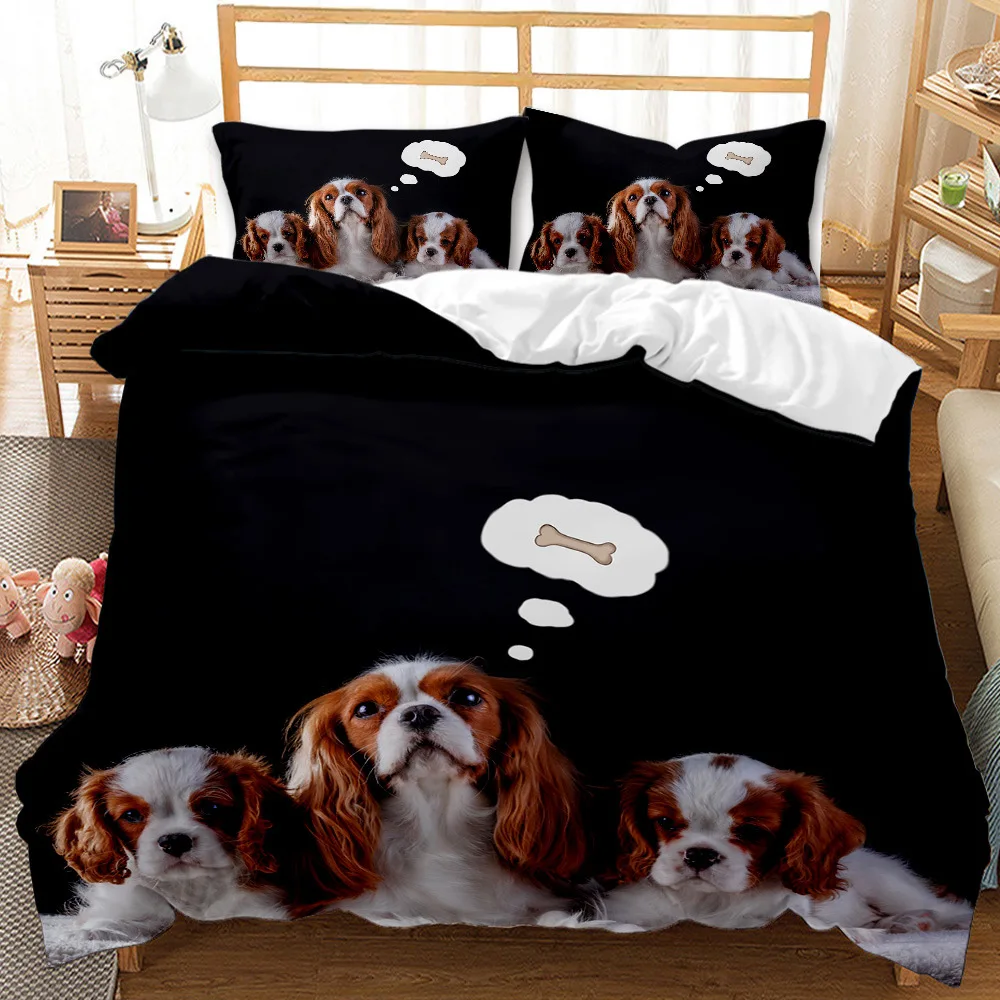 

Cute Pet Dogs Bedding Set Lovely Puppy Golden Retriever Comforter Sets King Queen Twin Size Duvet Cover Set Bed Linen for Kids