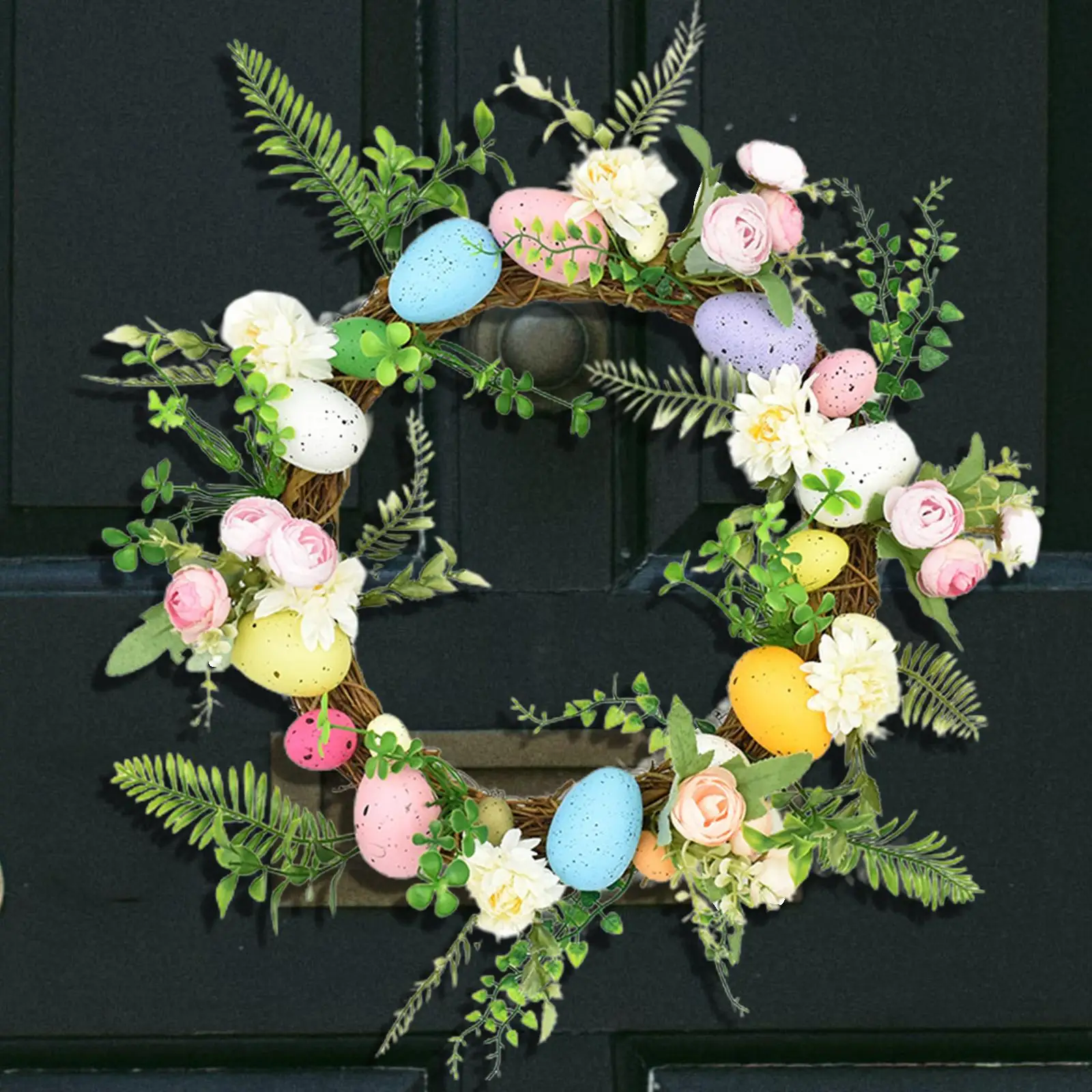 

Easter Wreath Window Wall Hanging Decorative Artificial Green Leaves Garland for Farmhouse Indoor Outdoor Home Decor Ornament