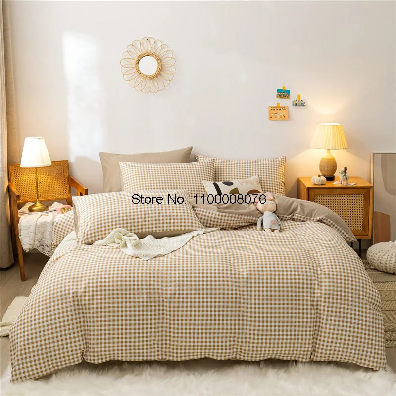 

Quilt Cover Set With Bed Linens Single/Queen/King Size colcha de cama casal Solid Color Comforter Bedding Set For Double Bed