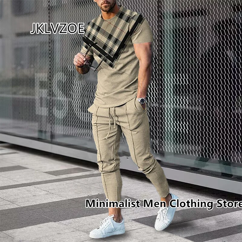 Summer Sportwear Suit Short Sleeve T Shirt Long Pants 2 Piece Sets Men Tracksuit 3D Printed Casual Street Oversized Clothes