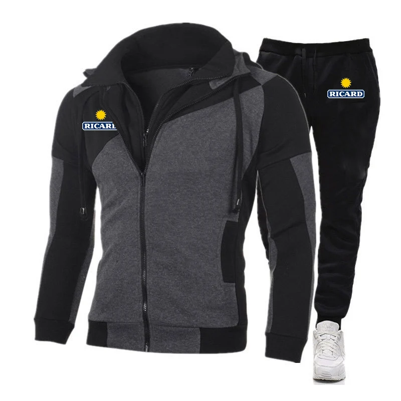 

2023 New Men's Printing RICARD Fashion Spring Autumn Tracksuit Hoodies Sweatshirt High Quality Casual Sportpants 2 Pieces Set