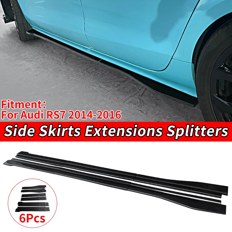 Car Decoration Accessories Side Skirt Extension Rocker Plate Lip Separator Bumper abs Carbon Fiber Look For Audi RS7 2014-2016