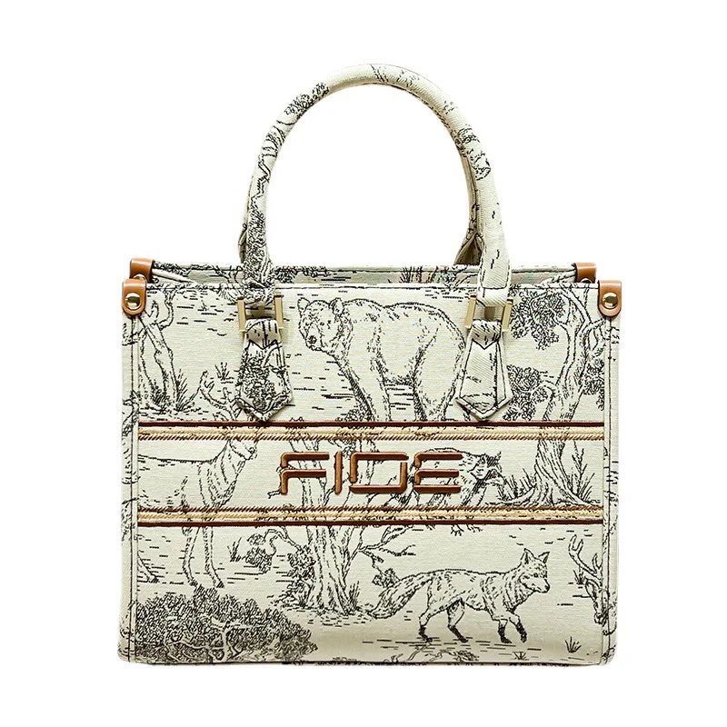 Women's Handbag Light Retro Oil Painting Personalized 2023 Spring New Blue Commuter Portable Chic Artistic Sense Large Capacity