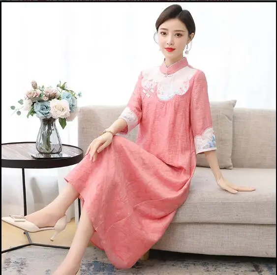 

Chinese Style Improved version of Tang suit Chinese style Retro Cheongsam Dress 4XL
