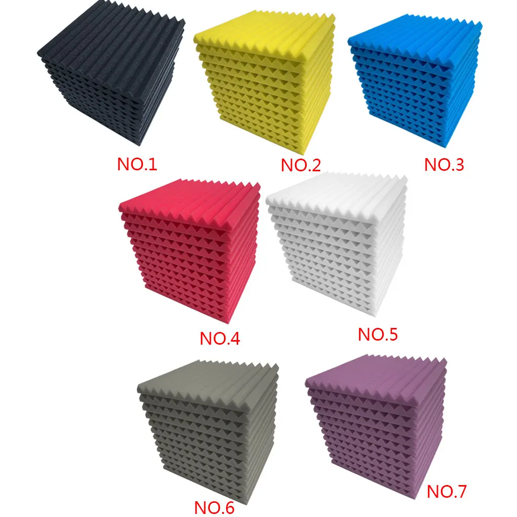 

Panels Soundproofing Tiles Triangular Grooves Acoustic Foam Sound Absorption Wedge Studio Proof Treatment Blue 24pcs