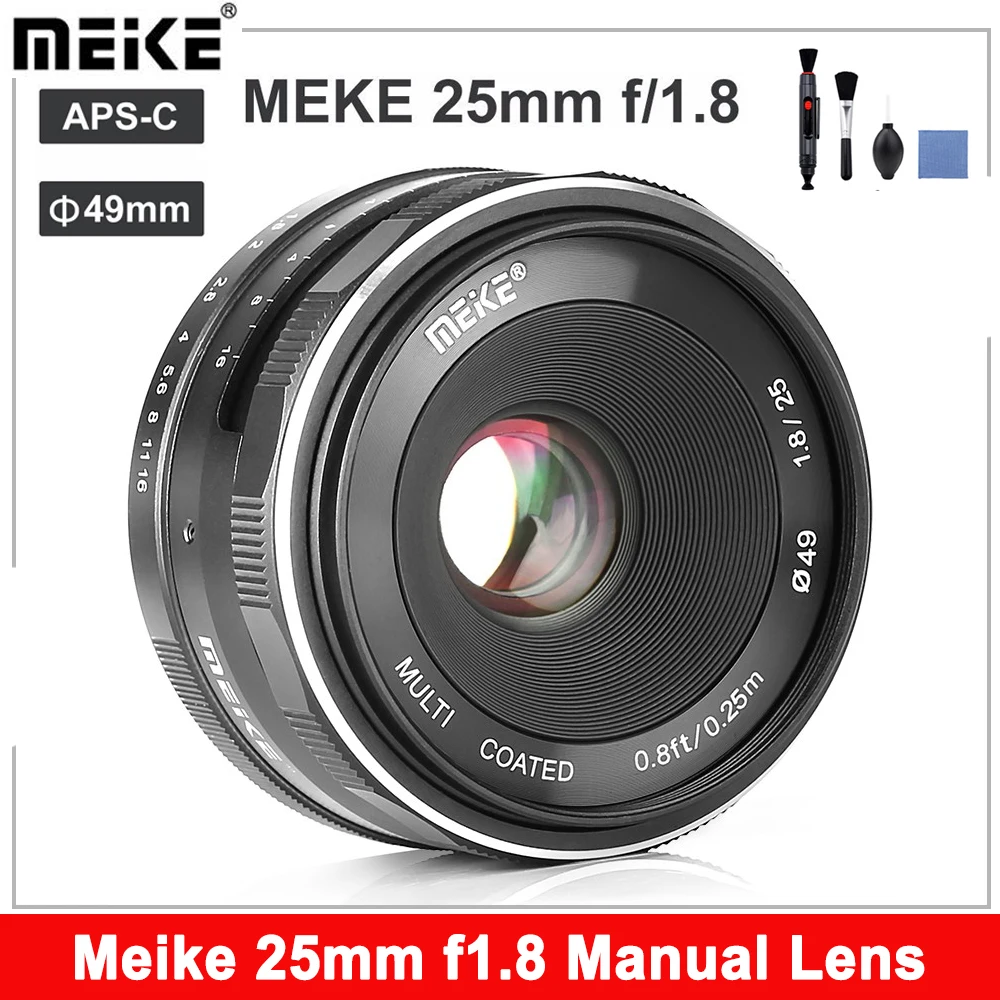 Фото Meike 25 мм f1.8 с ручным объективом с большой диафрагмой для камер Olympus Micro 4/3/Sony E/Canon EF-M/FujifilmX №1