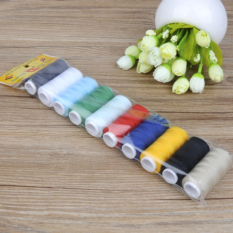 

10Pcs Mixed Colors Polyester Yarn Sewing Thread Roll Machine Hand Embroidery Thread 200 Yards/Spool For Home Sewing Kit