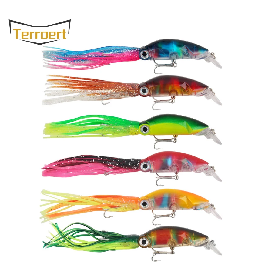 

1pcs Colorful Squid Plastic Lure 12.5cm/4.2g Built-in Beads Artificial Octopus Wire Bait Fishing Lures Tackle Accessories