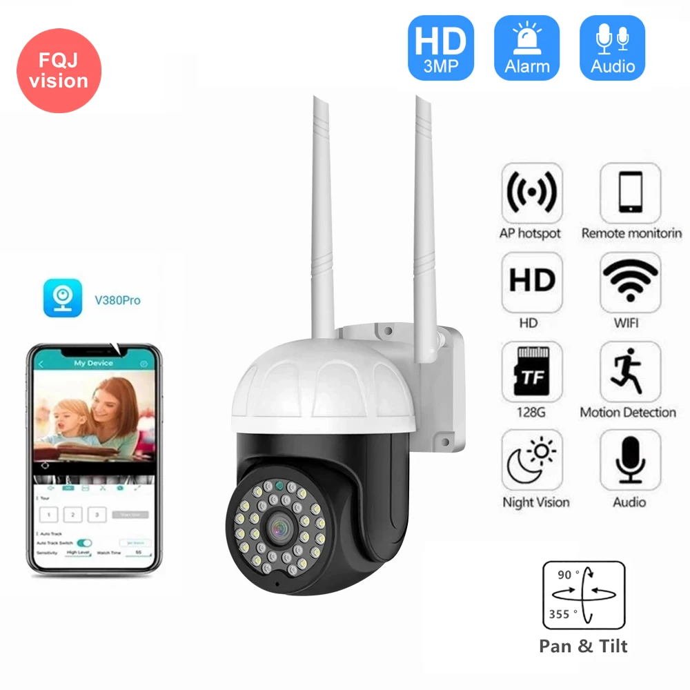 

V380 Pro 3MP IP WIFI Camera Outoor Speed Dome Auto Tracking Camera Smart Home Outdoor Wireless WIFI Camera Surveillance Camera