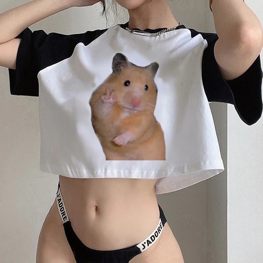 

hamster 2000s yk2 trashy crop top Woman graphic 90s gothic 2000s cropped