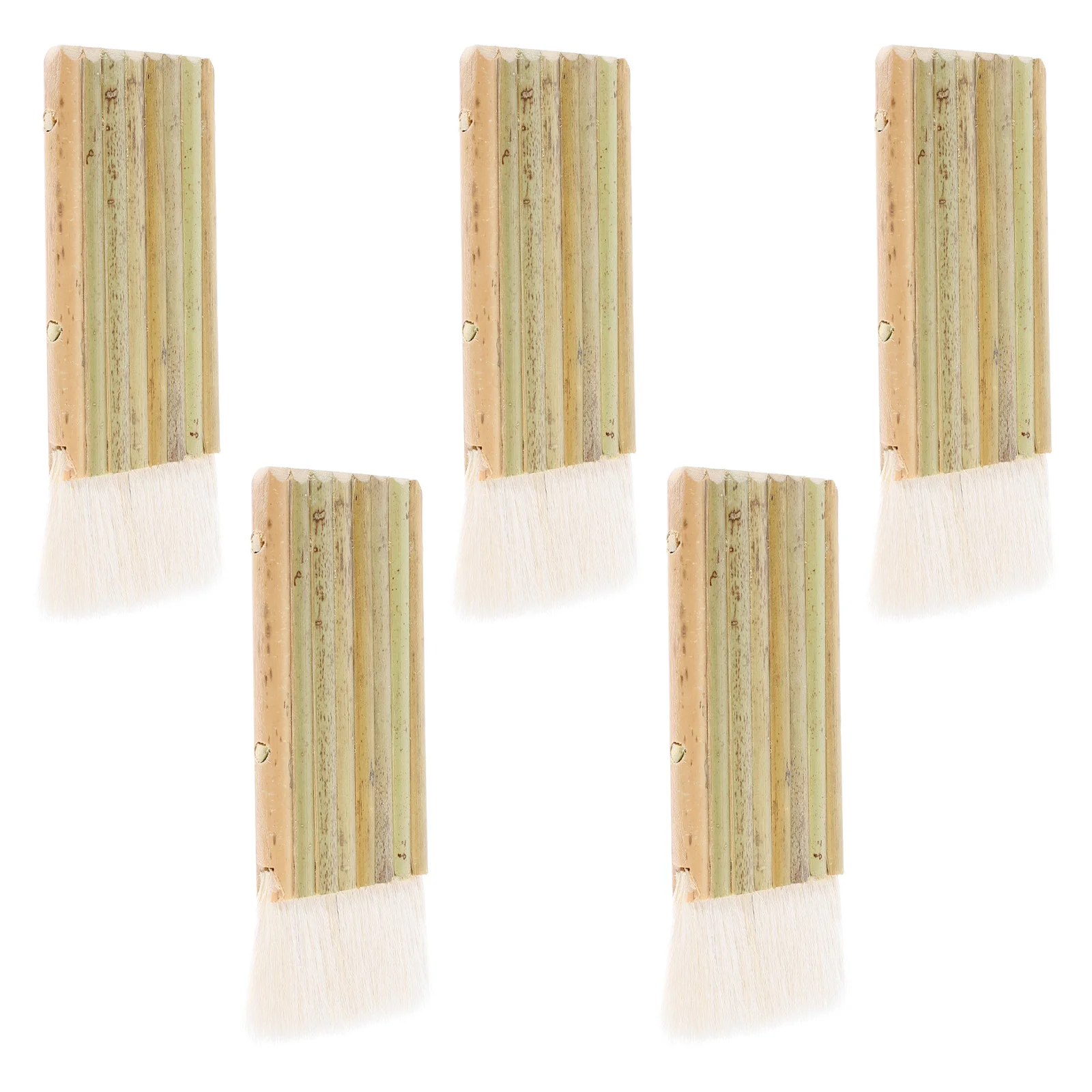

5 Pcs Wool Flat Brush Hake Blender Wooden Handle Painting Brushes Watercolor Chinese Pen Tip Bamboo