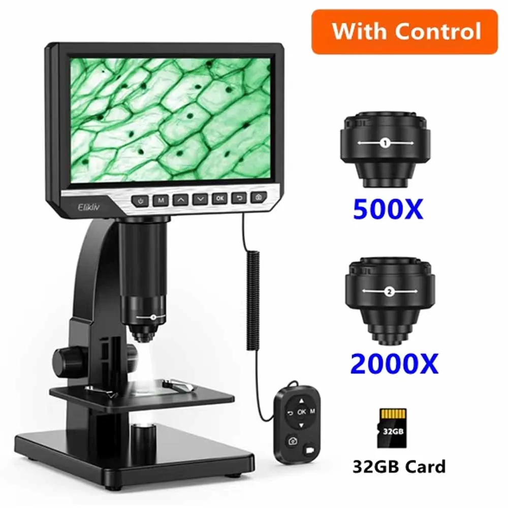 Elikliv EDM11S цифровой микроскоп 2000X 7 &quotIPS 12MP 1080P лабораторный биологический камера