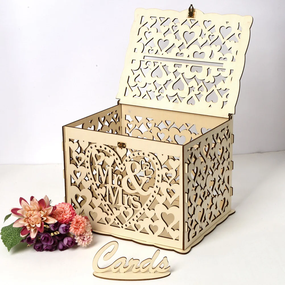 

Guft Cards Wedding Money Box Wood Card Box Wedding Gift Box Wooden Wedding Table Sign Bamboo Wooden Bride