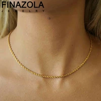 finazola trendy stainless steel twist chain choker necklace minimalist brand design titanium accessories fadeless women jewelery