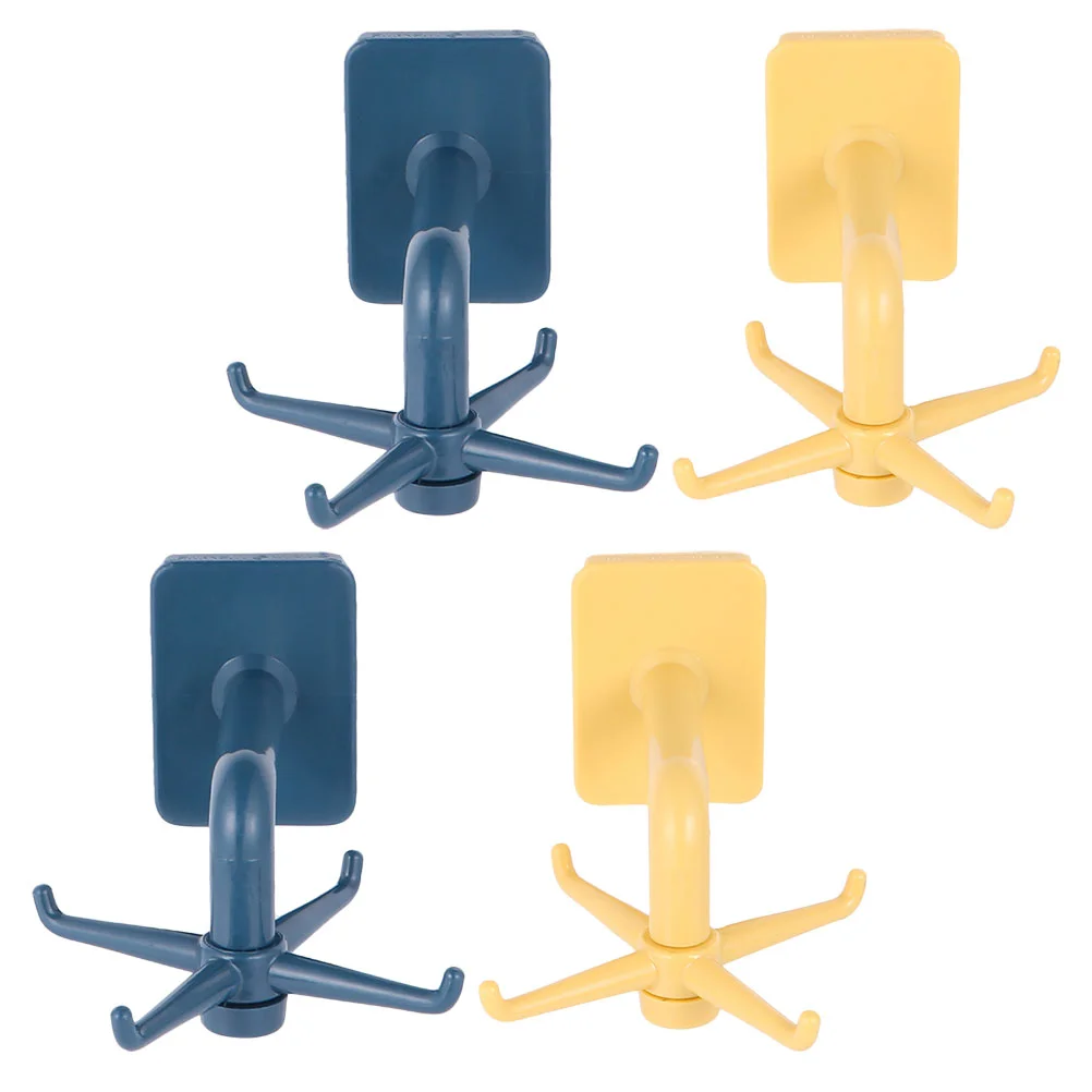 

4Pcs Hooks Rotatable Plastic Hooks Multi-use Kitchen Hooks Plastic Cookware Hangers for Kitchen Supply