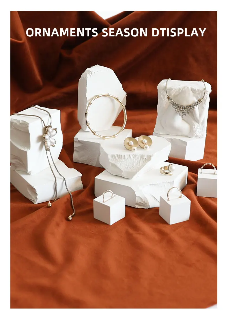 

modeling stone jewelry Nordic style display stand creative photography shooting props desktop storage display cube photo props