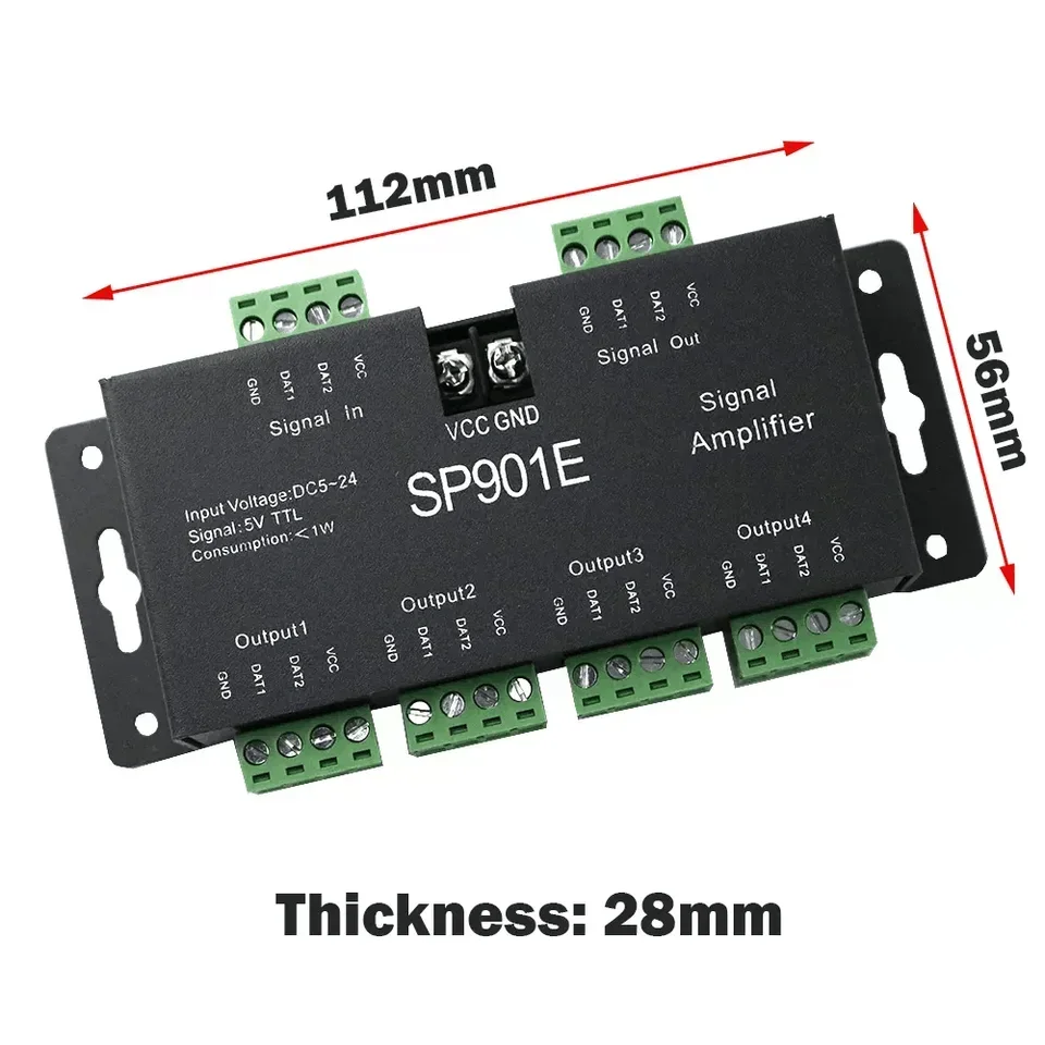 SP901E 5V-TTL Поддержка двухсигнала сигнала WS2812 WS2811 APA102 SK6812 RGB RGBW TTL SIP Светодиодный