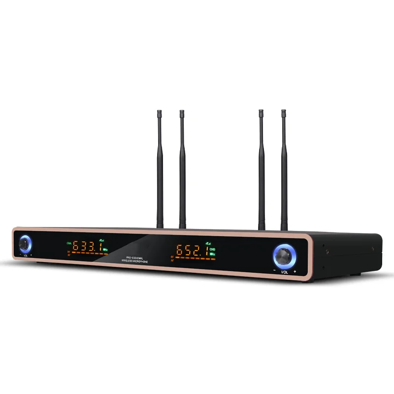 Wireless Microphone 2 Channel Handheld Dynamic Karaoke UHF Band Metal Body for DJ Party Stage Church Performance |