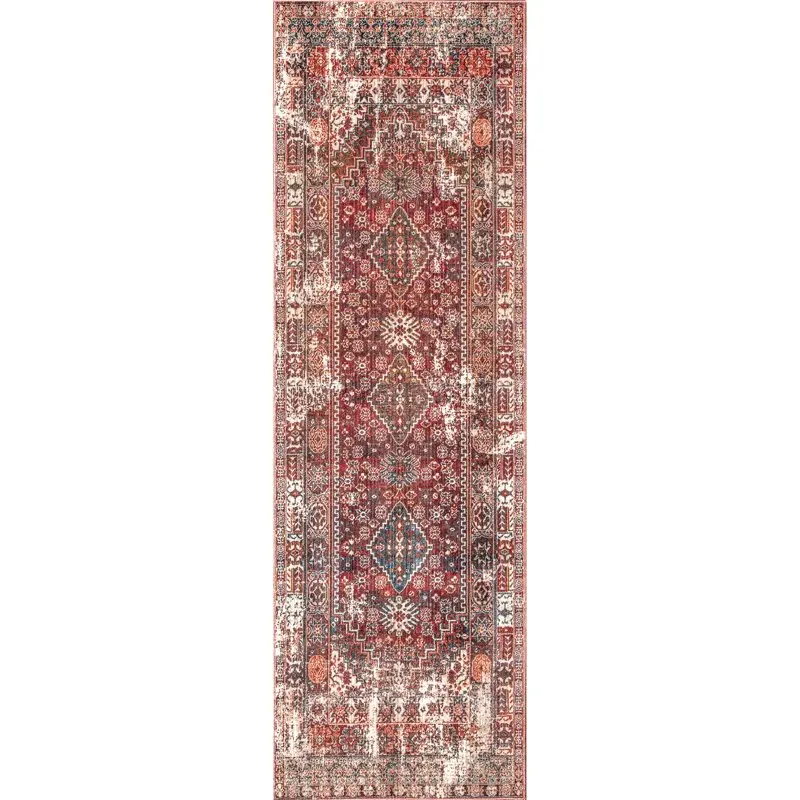 

Gorgeous Rust Medallion Fringe 2' 6" x 6' Runner Rug - Perfect for Any Room in the Home!