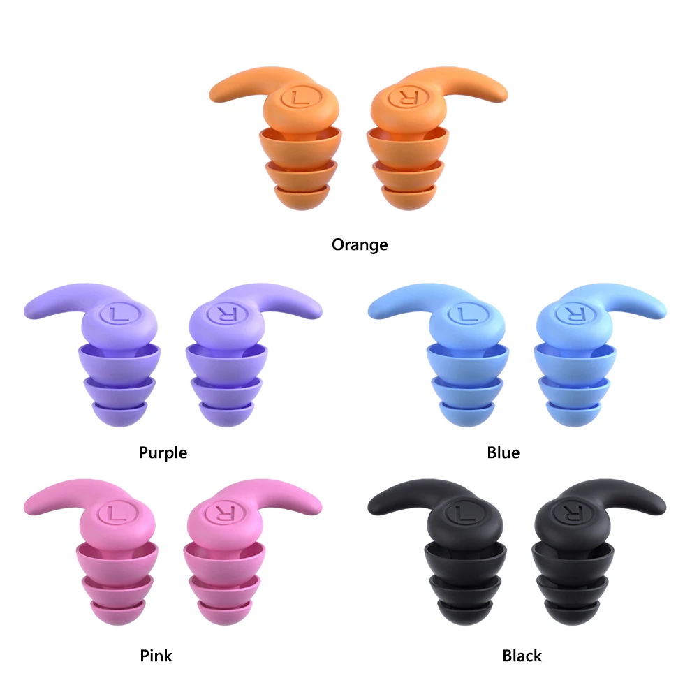 

1 Pair Silicone Earplugs Sound Insulation Canceling Noise 3 Layers Reduction Soundproof Lightweight Portable for Sports Swimming