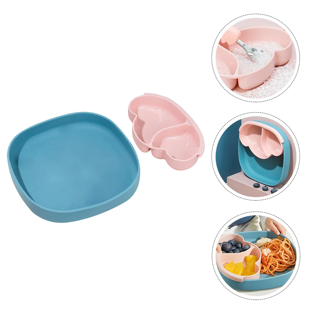 

1pc Dinner Plate Non-Slip Compartments Suction Cup Dinner Plate Dish Feeding Plate for Kids