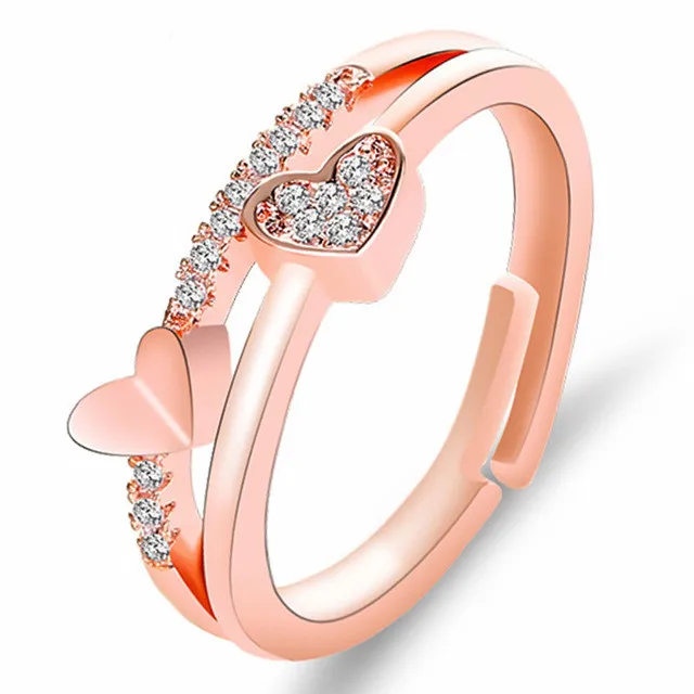 

Style Korean-style Creative Hand Jewelry Soulmate Opening Adjustable Rings Elegant Women's Heart Shaped Adjustable Ring
