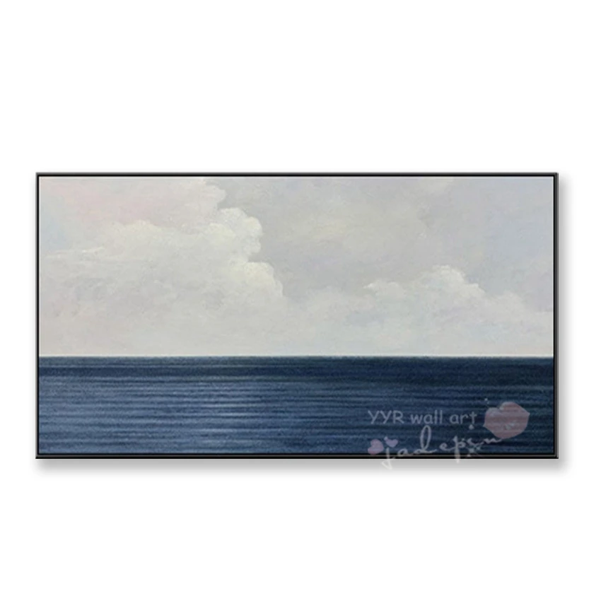 

Unframed Nordic Abstract Blue and White Wall Poster Handmade Oil Painting On Canvas Home Decoration For Living Room Bedroom