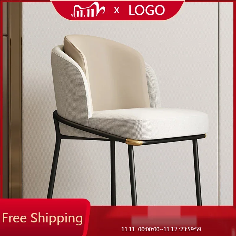 

Beige Luxury Dining Chairs Single Living Room Garden Office Chair Back Rest Metal Modern Silla Comedor Kitchen Furniture A1