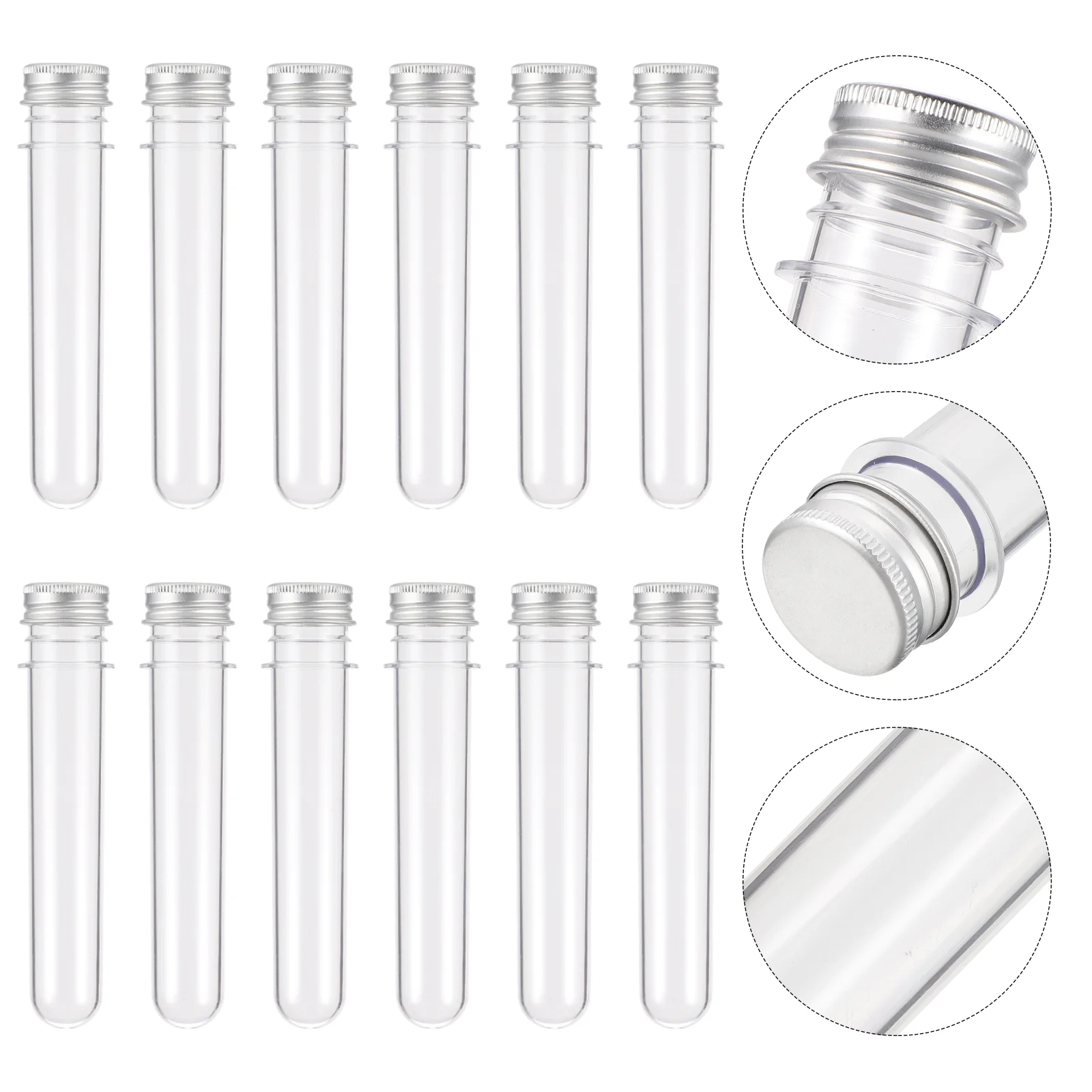 

12 Pcs Candy Storage Bottle Sub Tubes Plastic Empty Glass Containers Bath Salt Bottles Test Transparent Jar Lids