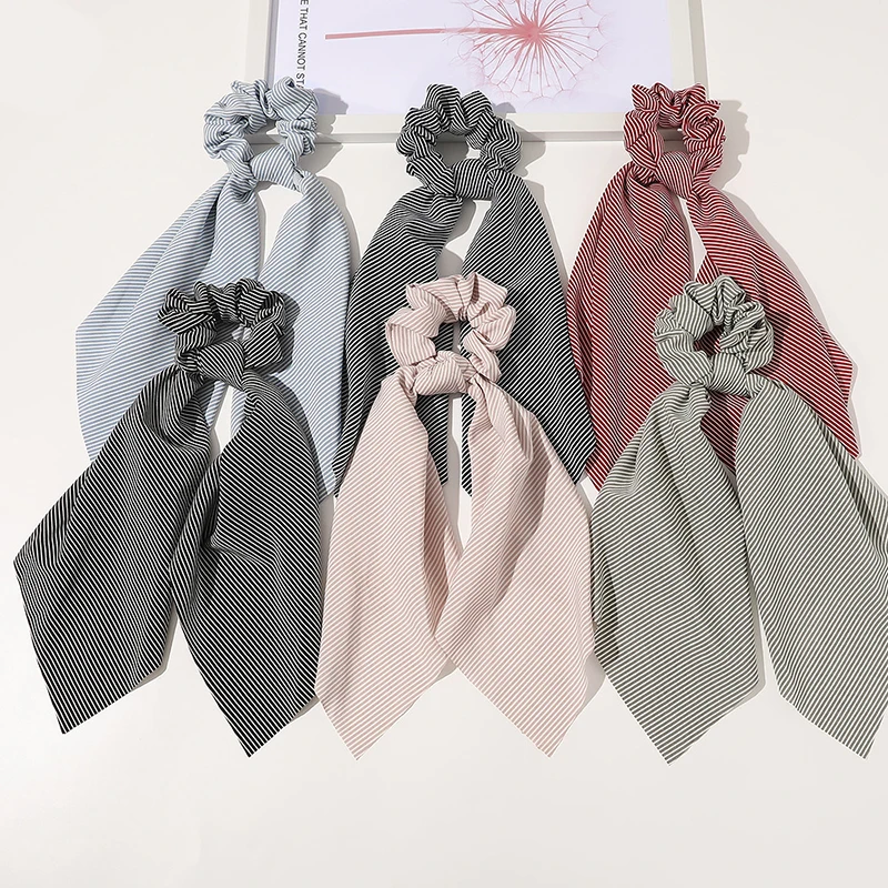 

Fashion Summer Ponytail Scarf Elastic Hair Rope For Women Hair Bow Ties Scrunchies Hair Bands Flower Print Ribbon Hairbands