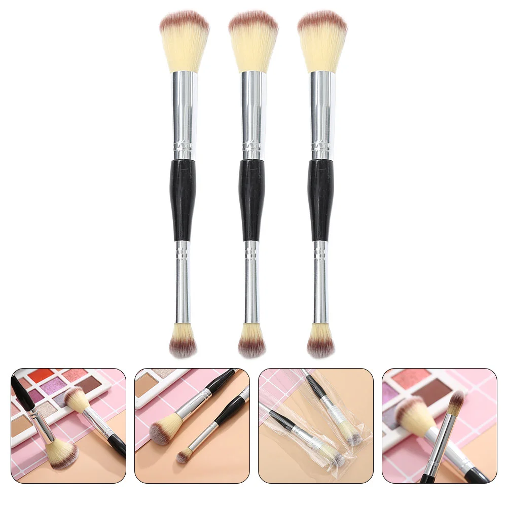 

Brush Makeup Blush Face Ended Brushes Double Dualfoundationshadow Blending Complexion Facial Applicator Consealor Eyeshadow