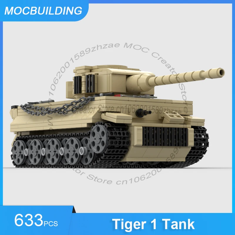 Фото Конструктор MOC: Модель танка Тигр 1, сборные блоки, военная коллекция, креативные развивающие игрушки, подарки, 633 детали. №2