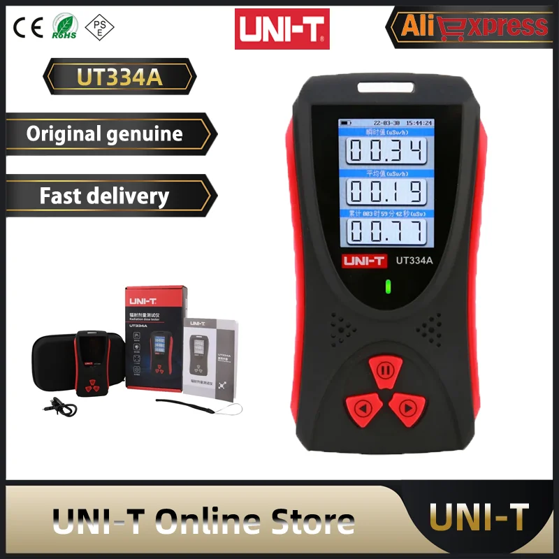 UNI-T Radiation Detector UT334A Electromagnetic Geiger Counter X β γ Ray Electric Field rTester Excessive Radiation Alarm Meter