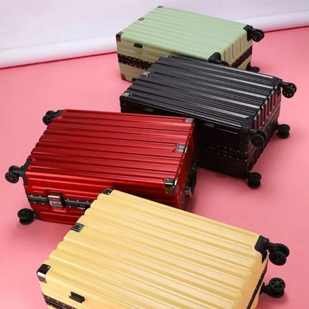Luggage Fixed belt Wide Handle Suitcase Men Carry-On Luggage Women Travel Trolley Case 20 Inch Cabin PC Aluminum Frame